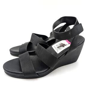 Naturalizer Priya Wedge Sandal Women's Ankle Strap Black Size US9.5M EU40.5